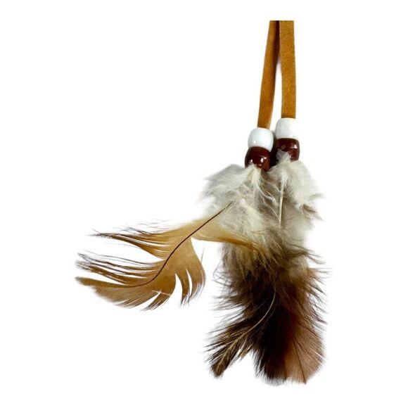 Handmade Mini Dreamcatcher Keychain Car Ornament Feathers & Beads 1.5" Miniature - Picture 3 of 6